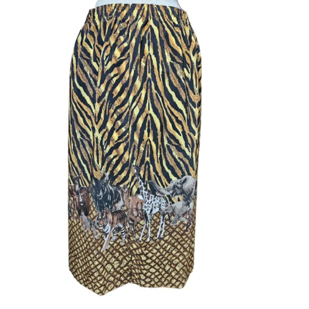 Vintage Animal Print Midi Skirt Size Medium